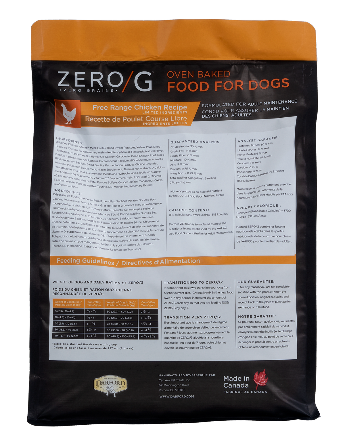 Zero/G Dog Food Free Run Chicken Recipe