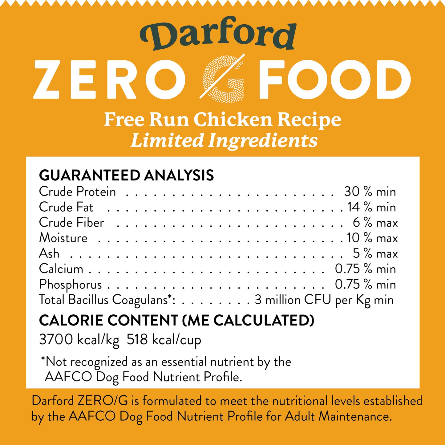 Zero/G Dog Food Free Run Chicken Recipe