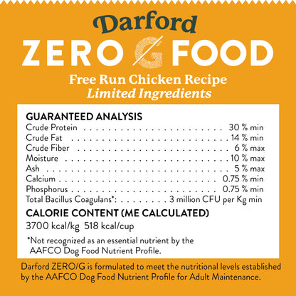 Zero/G Dog Food Free Run Chicken Recipe