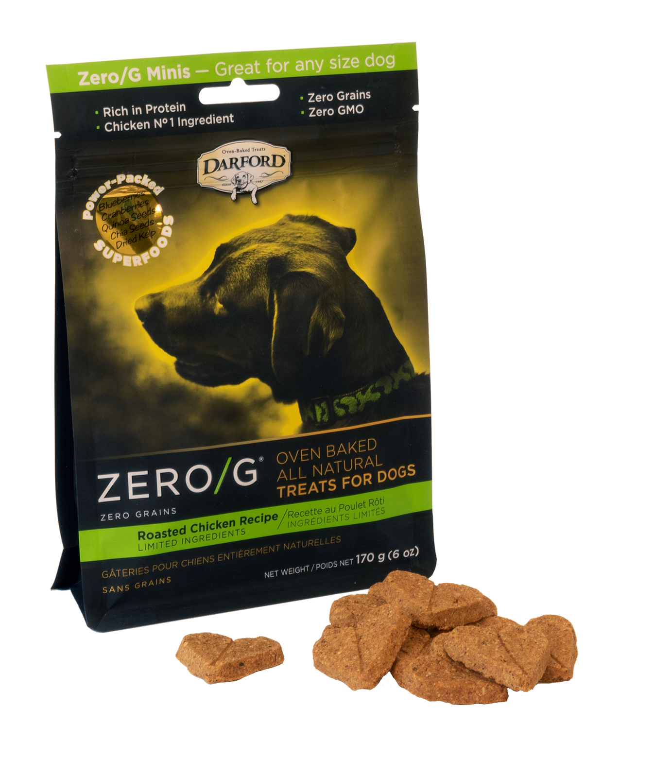 Darford Zero/G Roasted Duck Recipe Minis Dog Treats - 6oz Pouch, Grain-Free, All Natural Training Snacks